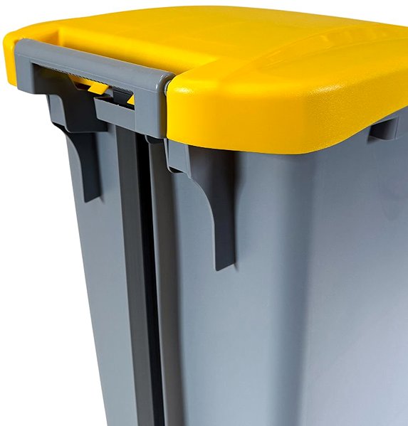 Rubbish Bin Denox Footprint waste bin for separated waste 60 l, brown lid, plastic with wheels ...