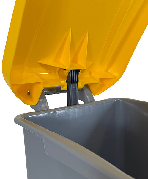 Rubbish Bin Denox Footprint waste bin for sorted waste 80 l, yellow lid, plastic with wheels ...