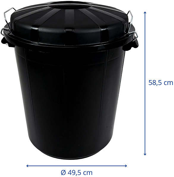 Rubbish Bin Denox Waste container with lid INDUSTRIAL, 70 l, safety closure, black, rigid plastic ...