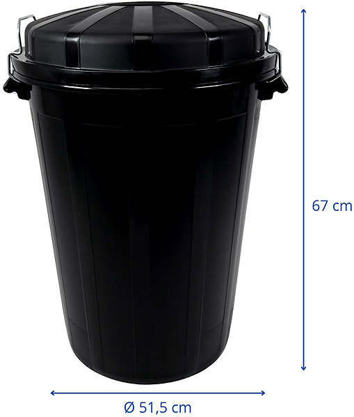 Rubbish Bin Denox Waste container with lid INDUSTRIAL, 95 l, safety closure, black, rigid plastic ...