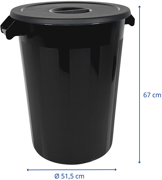Rubbish Bin Denox Waste container with lid INDUSTRIAL, 100 l, black, rigid plastic ...
