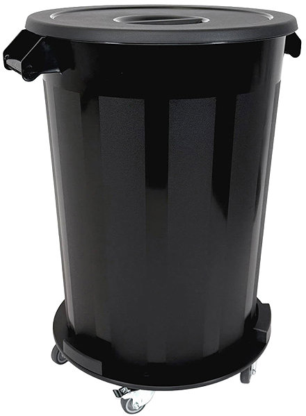 Rubbish Bin Denox Waste container with lid INDUSTRIAL, 100 l, black, rigid plastic ...