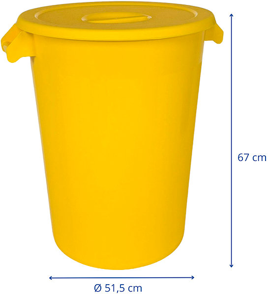 Mülleimer Denox Abfallbehälter mit Deckel INDUSTRIAL, 100 l, Gastro, gelb, Hartplastik ...