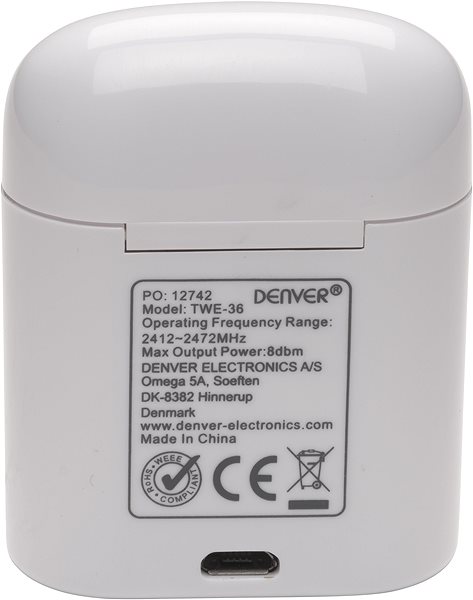 Wireless Headphones Denver TWE-36, White Back page