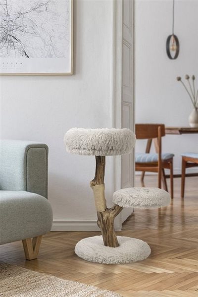 Cat scratching post Designed by Lotte Zora, light grey, 50 × 72 × 50 cm .