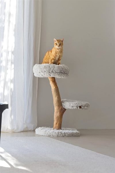 Cat scratching post Designed by Lotte Zora, light grey, 50 × 72 × 50 cm .