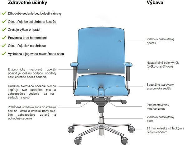 Office Chair 3DE Asana Steel, Grey Features/technology