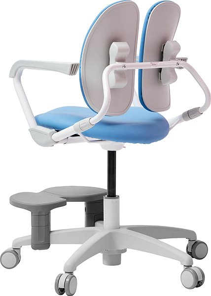Gyerek íróasztal szék 3DE Duorest Milky kék lábtartóval Oldalnézet