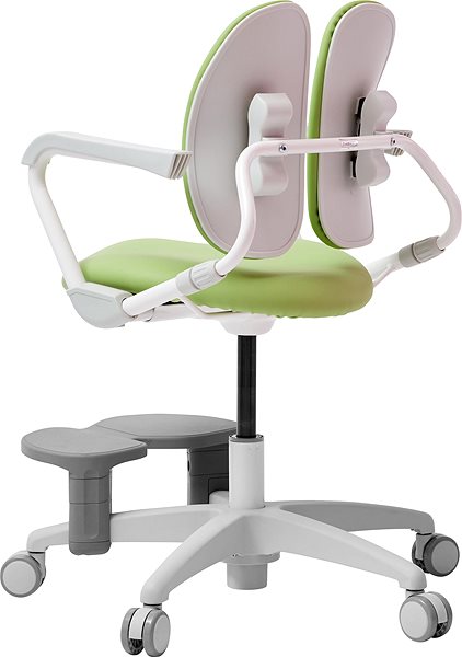 Gyerek íróasztal szék 3DE Duorest Milky zöld lábtartóval Oldalnézet