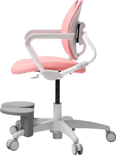Gyerek íróasztal szék 3DE Duorest Milky rózsaszín, lábtartóval Oldalnézet