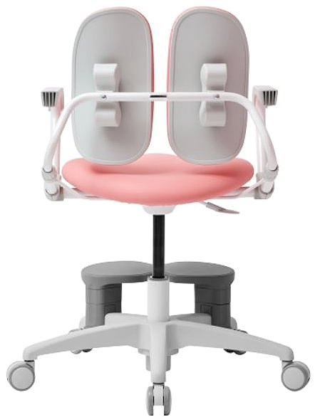 3DE Duorest Milky children's desk chair with footrest and locking castors, pink.