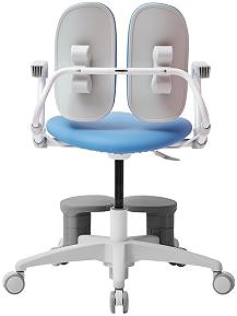 Children’s Desk Chair 3DE Duorest Milky with footrest and stop wheels, blue ...