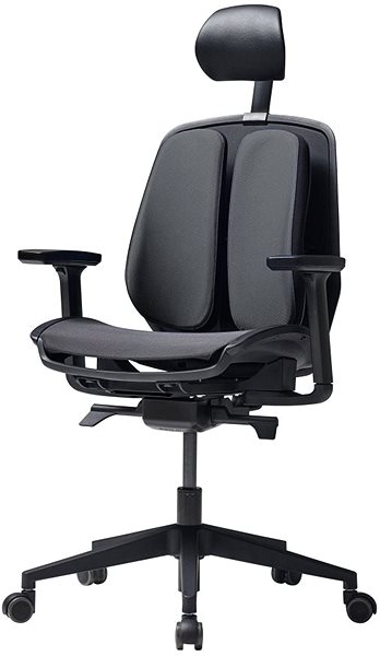 Kancelárska stolička DUOBACK Duorest Alpha čierna Predná strana – 3D