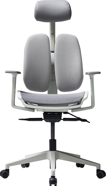 Kancelárska stolička DUOBACK Duorest GOLD bielo-sivá Predná strana – 3D
