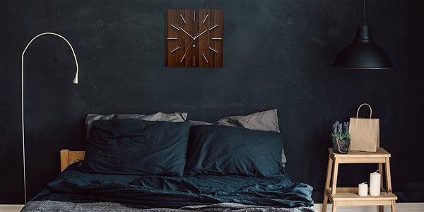 Wall Clock FUTURE TIME FT1010WE Square Dark Natural Brown Lifestyle