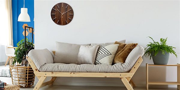 Wall Clock FUTURE TIME FT2010WE Round Dark Natural Brown Lifestyle