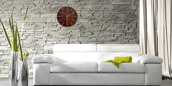 Wall Clock FUTURE TIME FT2010WE Round Dark Natural Brown Lifestyle