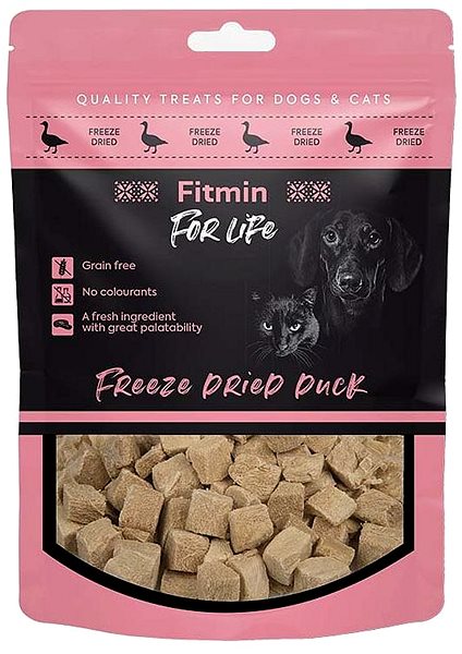 Sušené mäso pre psov Fitmin For Life Kačacie mrazom sušené pochúťky pre psov a mačky 30 g (10 ks) ...
