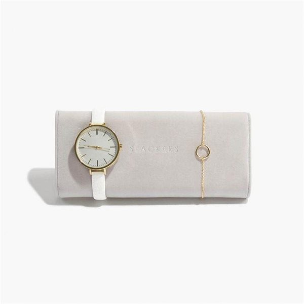 Šperkovnica Stackers, Vankúš na hodinky do šperkovnice Grey Velvet Watch/Bracelet Pad | sivo-béžová Screen