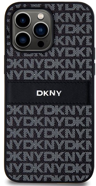 Handyhülle DKNY PU Leather Repeat Pattern Tonal Stripe Backcover für iPhone 14 Pro Black ...