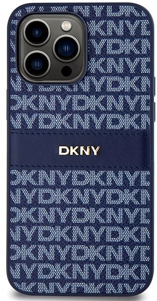 Telefon tok DKNY Repeat Pattern Tonal Stripe iPhone 14 Pro kék PU bőr tok ...