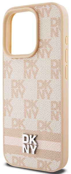 Telefon tok DKNY Checkered Pattern and Stripe iPhone 13 Pro rózsaszín PU bőr tok ...