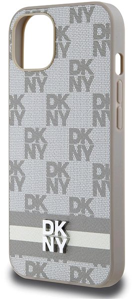 Telefon tok DKNY Checkered Pattern and Stripe iPhone 13 bézs PU bőr tok ...
