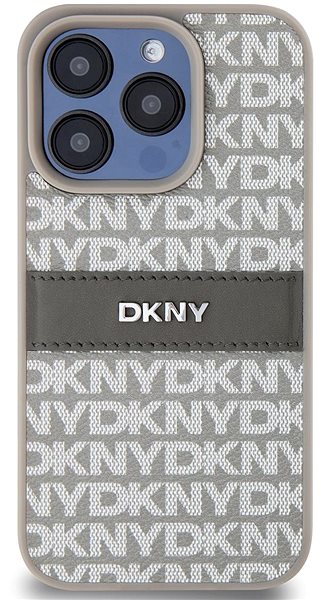 Telefon tok DKNY Repeat Pattern Tonal Stripe iPhone 14 Pro Max bézs PU bőr tok ...