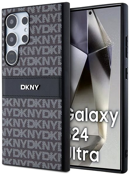 Handyhülle DKNY PC/TPU Repeat Pattern Tonal Stripe Backcover für das Samsung S24 Ultra Black ...