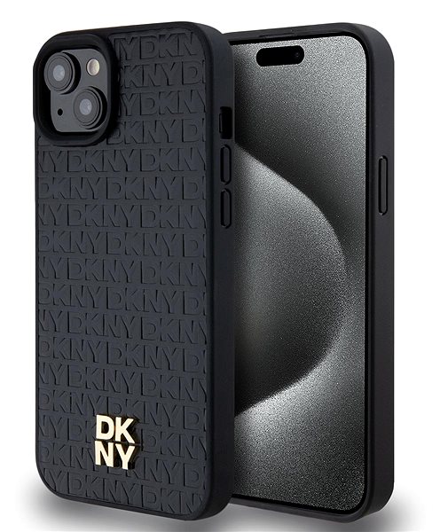 Handyhülle DKNY PU Leather Repeat Pattern Stack Logo MagSafe Back Cover für das iPhone 13 Black ...