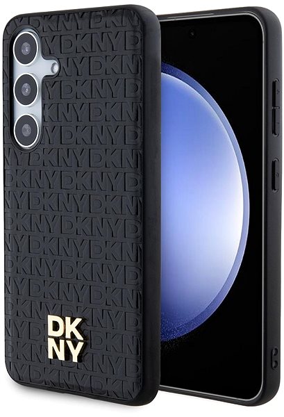 Telefon tok DKNY Repeat Pattern Stack Logo Samsung Galaxy S24+ fekete MagSafe PU bőr tok ...