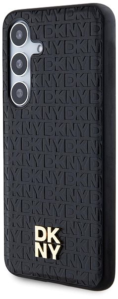 Telefon tok DKNY Repeat Pattern Stack Logo Samsung Galaxy S24+ fekete MagSafe PU bőr tok ...