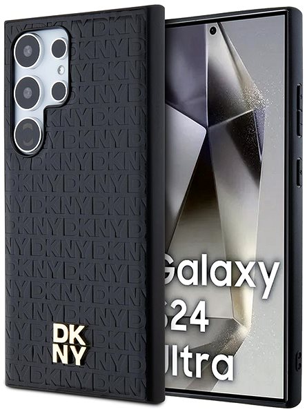 Handyhülle DKNY PU Leather Repeat Pattern Stack Logo Magsafe Backcover für das Samsung Galaxy S24 Ultra Black ...