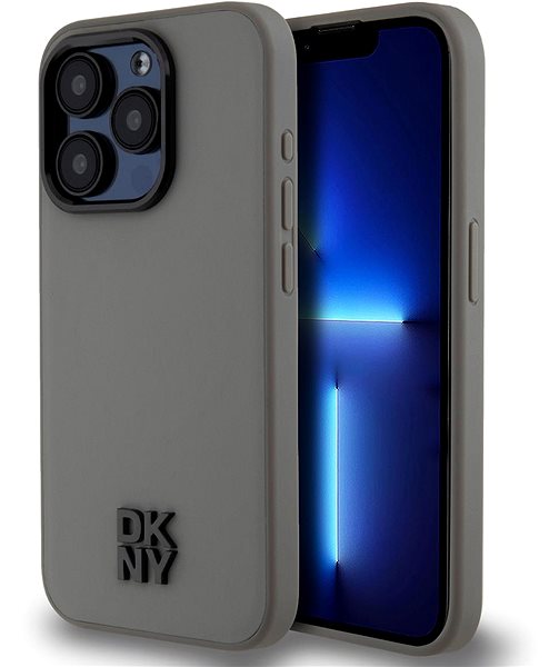 Telefon tok DKNY PU Leather Stack Logo iPhone 15 Pro Max Magsafe szürke tok ...