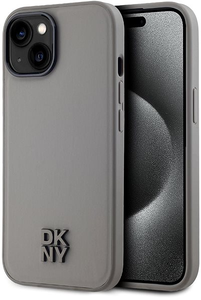 Telefon tok DKNY PU Leather Stack Logo iPhone 15 Magsafe szürke tok ...