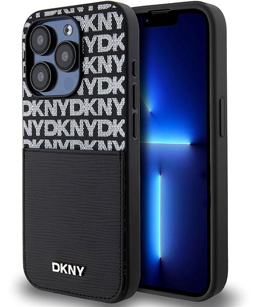Handyhülle DKNY PU Leather Repeat Pattern Card Pocket Backcover für das iPhone 15 Pro Max Black ...