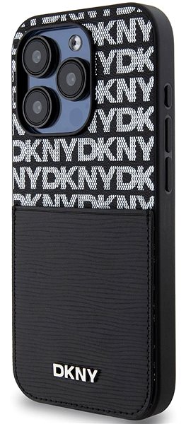 Handyhülle DKNY PU Leather Repeat Pattern Card Pocket Backcover für das iPhone 15 Pro Max Black ...