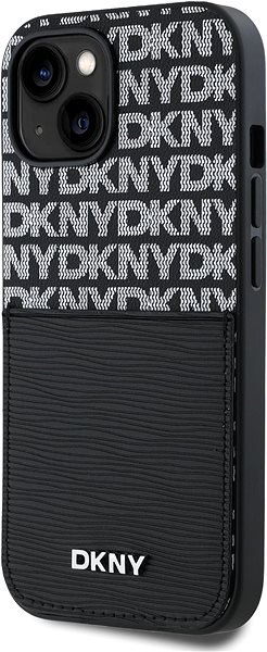 Handyhülle DKNY PU Leather Repeat Pattern Card Pocket Backcover für das iPhone 15 Black ...