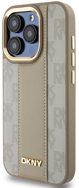 Handyhülle DKNY PU Leather Checkered Pattern Magsafe Backcover für das iPhone 15 Pro Max Beige ...
