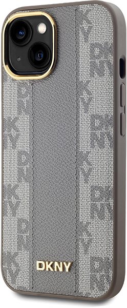 Handyhülle DKNY PU Leather Checkered Pattern Magsafe Backcover für das iPhone 15 Beige ...