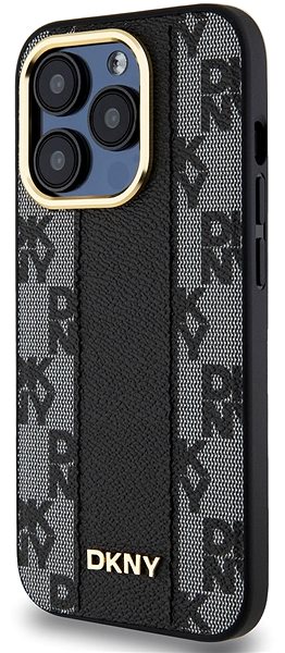 Telefon tok DKNY PU Leather Checkered Pattern iPhone 15 Pro Max Magsafe fekete tok ...
