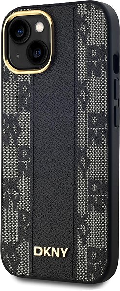 Telefon tok DKNY PU Leather Checkered Pattern iPhone 15 Magsafe fekete tok ...