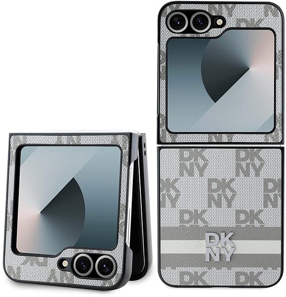 Handyhülle DKNY PU Leather Checkered Pattern and Stripe für das Samsung Galaxy Z Flip6 Beige ...