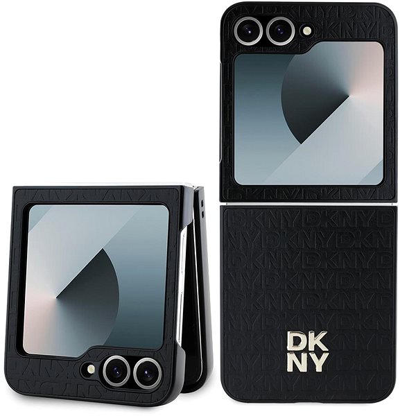 Handyhülle DKNY PU Leather Repeat Pattern Stack Logo Back Cover für das Samsung Galaxy Z Flip6 Black ...