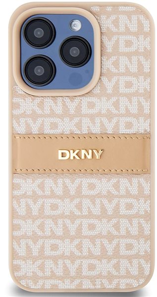 Telefon tok DKNY Repeat Pattern Tonal Stripe iPhone 15 Pro rózsaszín PU bőr tok ...