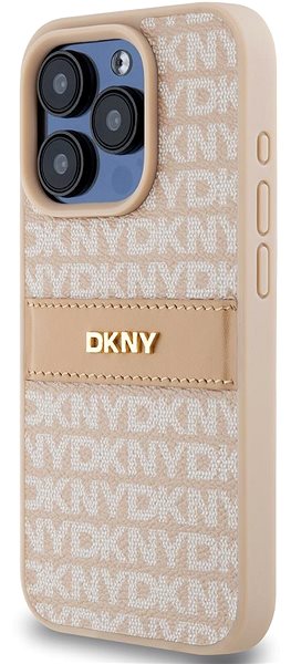 Telefon tok DKNY Repeat Pattern Tonal Stripe iPhone 15 Pro rózsaszín PU bőr tok ...