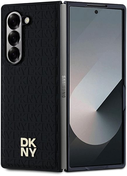 Handyhülle DKNY PU Leather Repeat Pattern Stack Logo MagSafe Back Cover für das Samsung Galaxy Z Fold6 Black ...