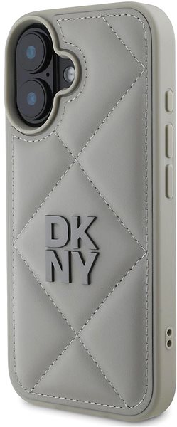 Handyhülle DKNY PU Leather Quilted Stack Logo Back Cover für das iPhone 16 Plus Grey ...