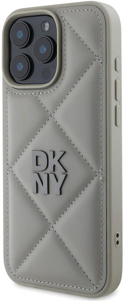 Handyhülle DKNY PU Leather Quilted Stack Logo Back Cover für das iPhone 16 Pro Max Grey ...