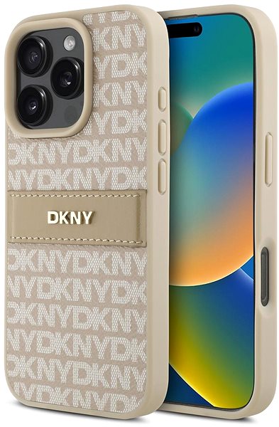 Telefon tok DKNY PU Leather Repeat Pattern Tonal Stripe iPhone 16 Pro Max Pink tok ...